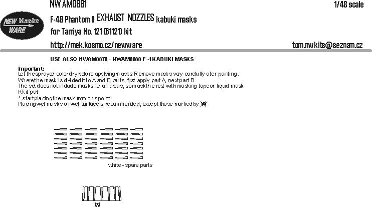New Ware NWAM0881 1:48 McDonnell F-4B Phantom II EXHAUST NOZZLES kabuki masks