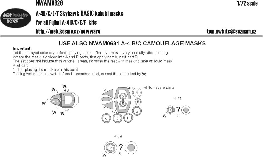 New Ware NWAM0893 1:72 A-4B/C/E/F Skyhawk Basic Masks