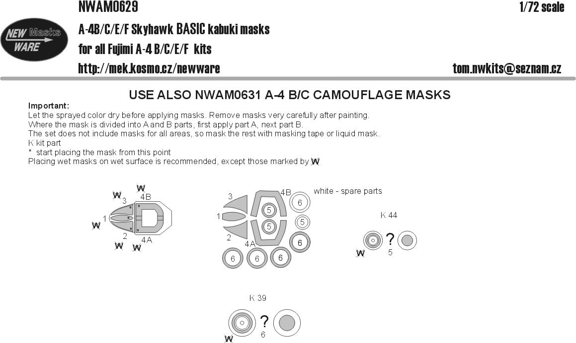 New Ware NWAM0893 1:72 A-4B/C/E/F Skyhawk Basic Masks