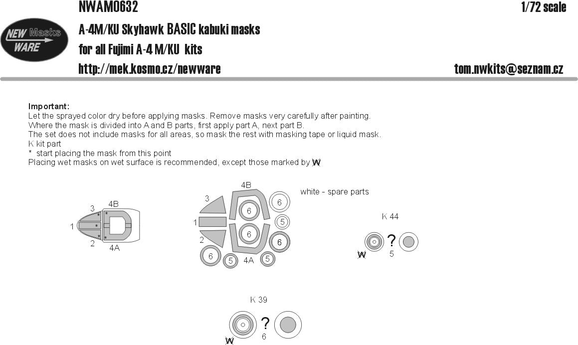 New Ware NWAM0896 1:72 A-4M/KU Skyhawk Basic Kabuki Masks