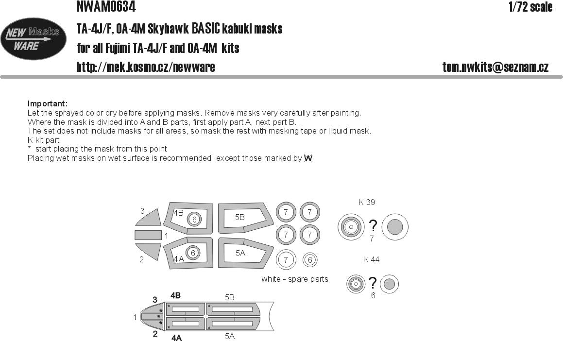 New Ware NWAM0898 1:72 TA-4J/F Skyhawk Basic Kabuki Masks