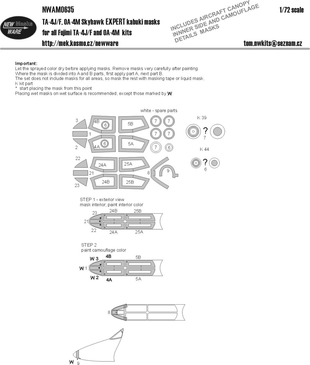 New Ware NWAM0899 1:72 TA-4J/F Skyhawk Expert Kabuki Masks