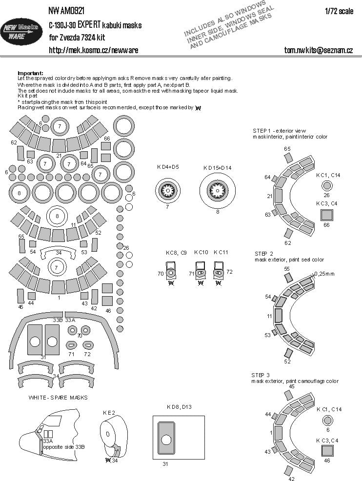 New Ware NWAM0921 1:72 C-130J-30 Hercules Expert Masks