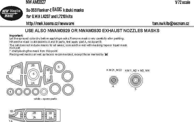 New Ware NWAM0927 1:72 Su-35S Flanker E Basic Kabuki Masks