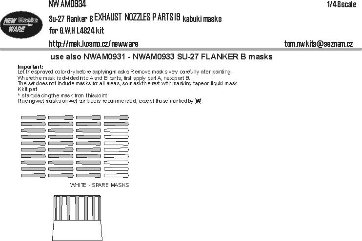 New Ware NWAM0934 1:48 Sukhoi Su-27 Flanker B EXHAUST NOZZLES