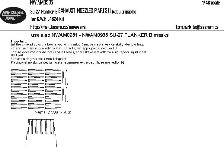 New Ware NWAM0935 1:48 Sukhoi Su-27 Flanker B EXHAUST NOZZLES
