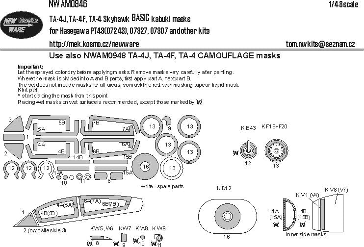 New Ware NWAM0946 1:48 TA-4J/F Skyhawk Basic Kabuki Masks