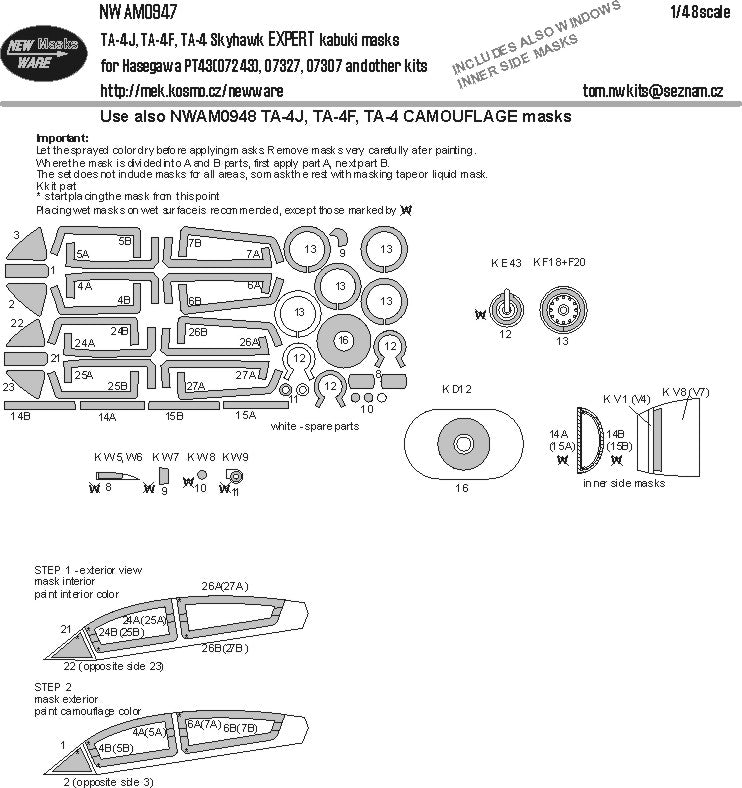 New Ware NWAM0947 1:48 TA-4J/F Skyhawk Expert Kabuki Masks