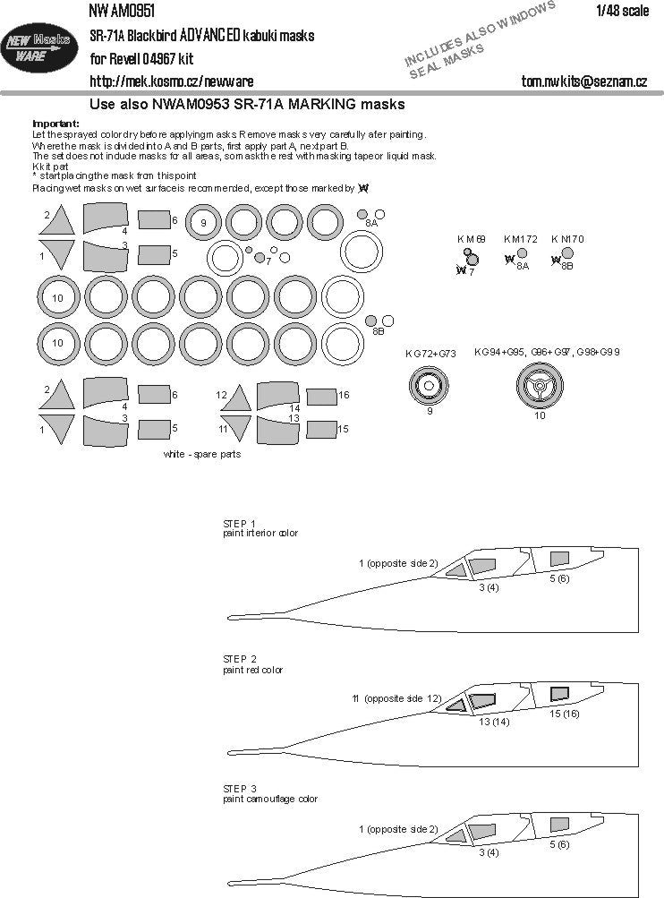 New Ware NWAM0951 1:48 SR-71 Blackbird Advanced Kabuki Masks