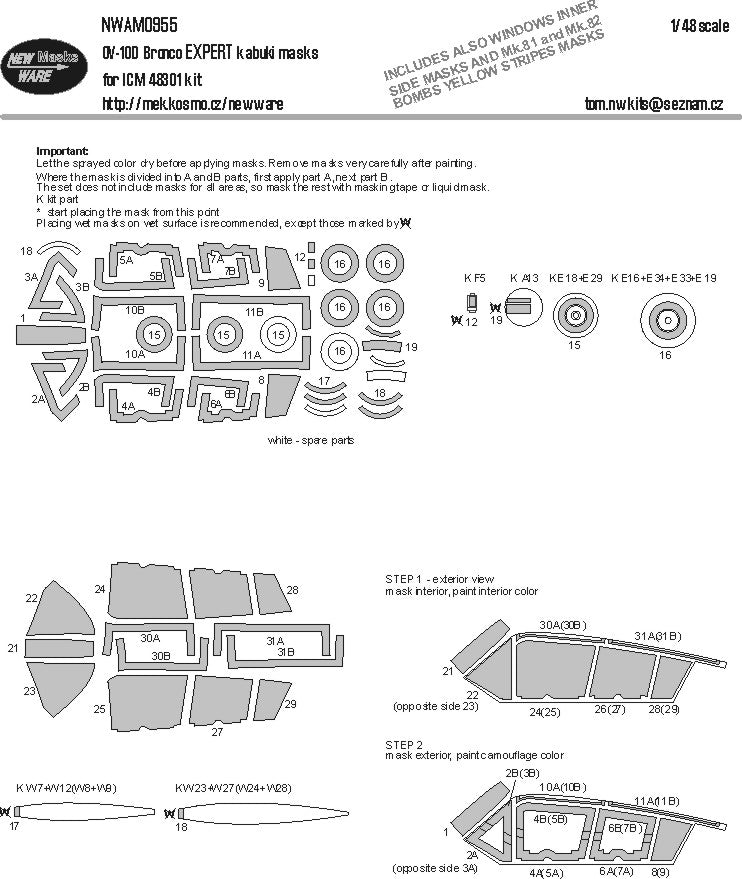 New Ware NWAM0955 1:48 OV-10D Bronco Expert Kabuki Masks