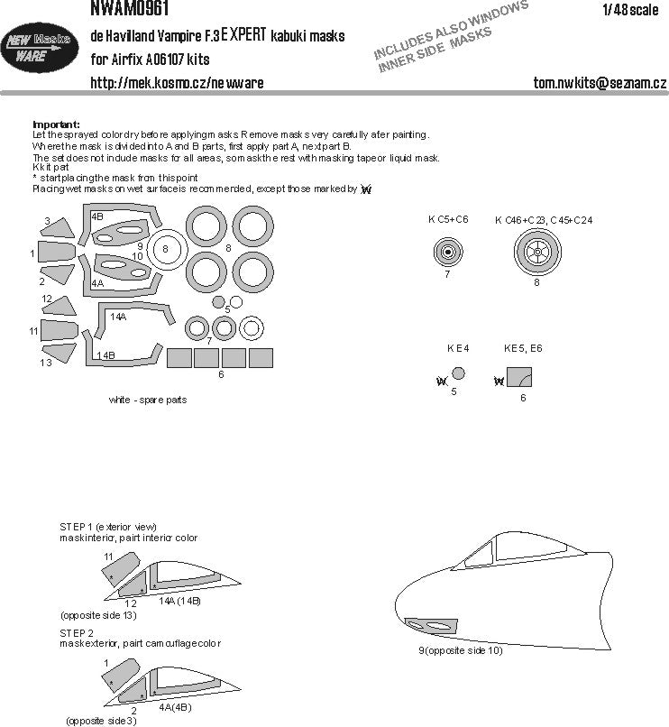 New Ware NWAM0961 1:48 Vampire F.3 Expert Kabuki Masks