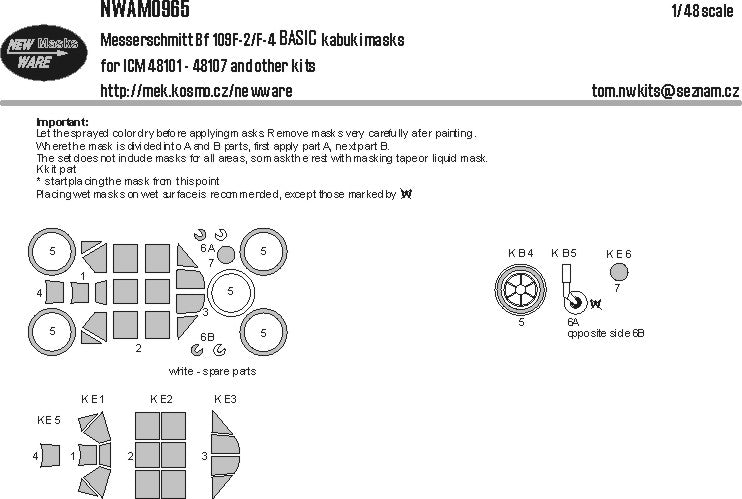 New Ware NWAM0965 1:48 Bf-109F-2/F-4 Basic Kabuki Masks