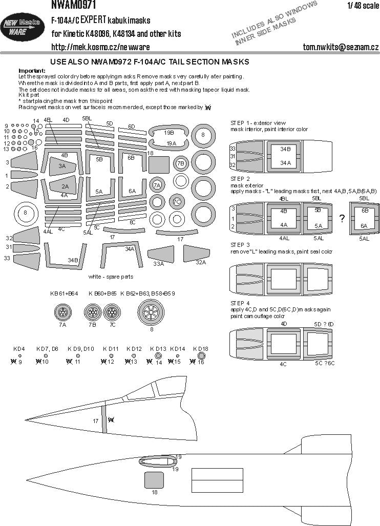 New Ware NWAM0971 1:48 F-104A/C Starfighter Expert Kabuki Masks