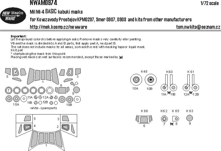New Ware NWAM0974 1:72 Mil Mi-4 Basic Kabuki Masks