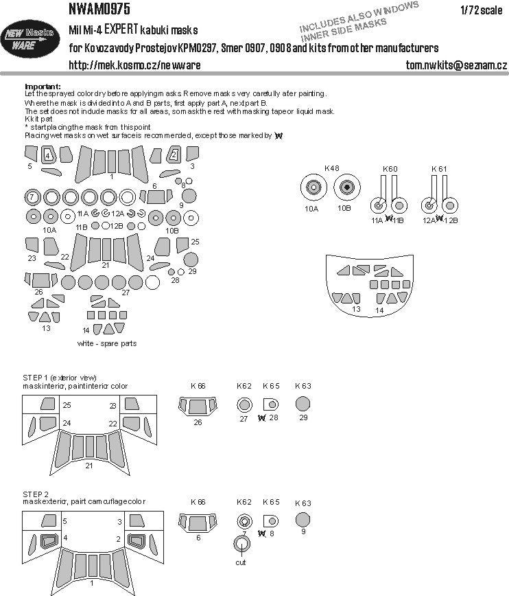 New Ware NWAM0975 1:72 Mil Mi-4 Expert Kabuki Masks