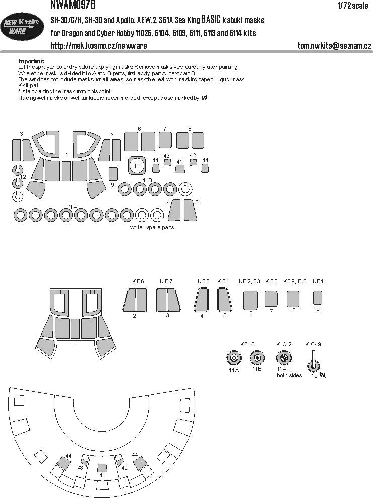 New Ware NWAM0976 1:72 Sea King Basic Kabuki Masks
