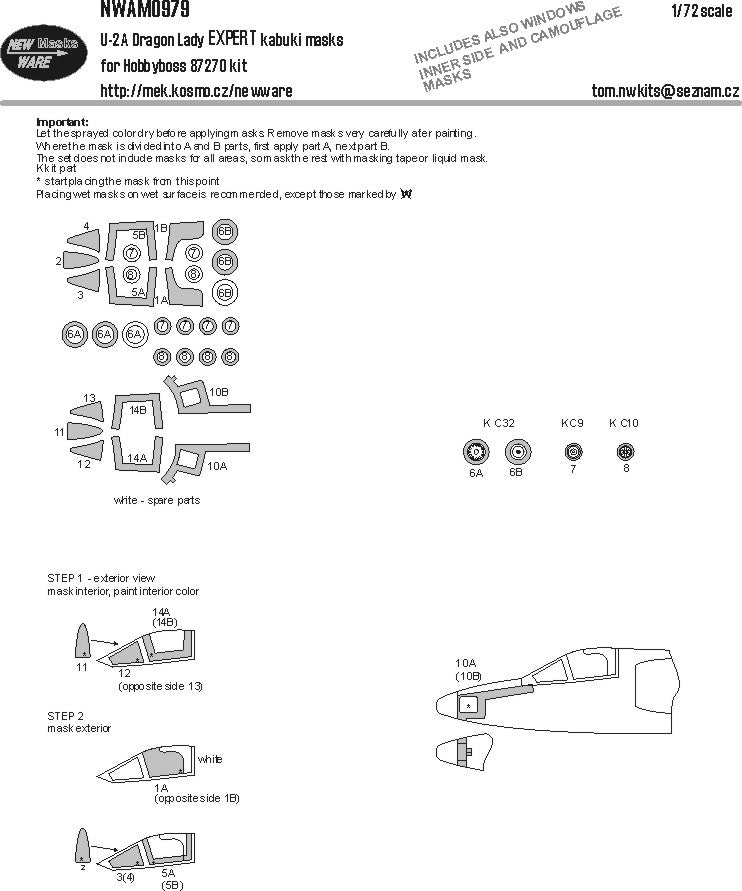 New Ware NWAM0979 1:72 U-2A Dragon Lady Expert Kabuki Masks