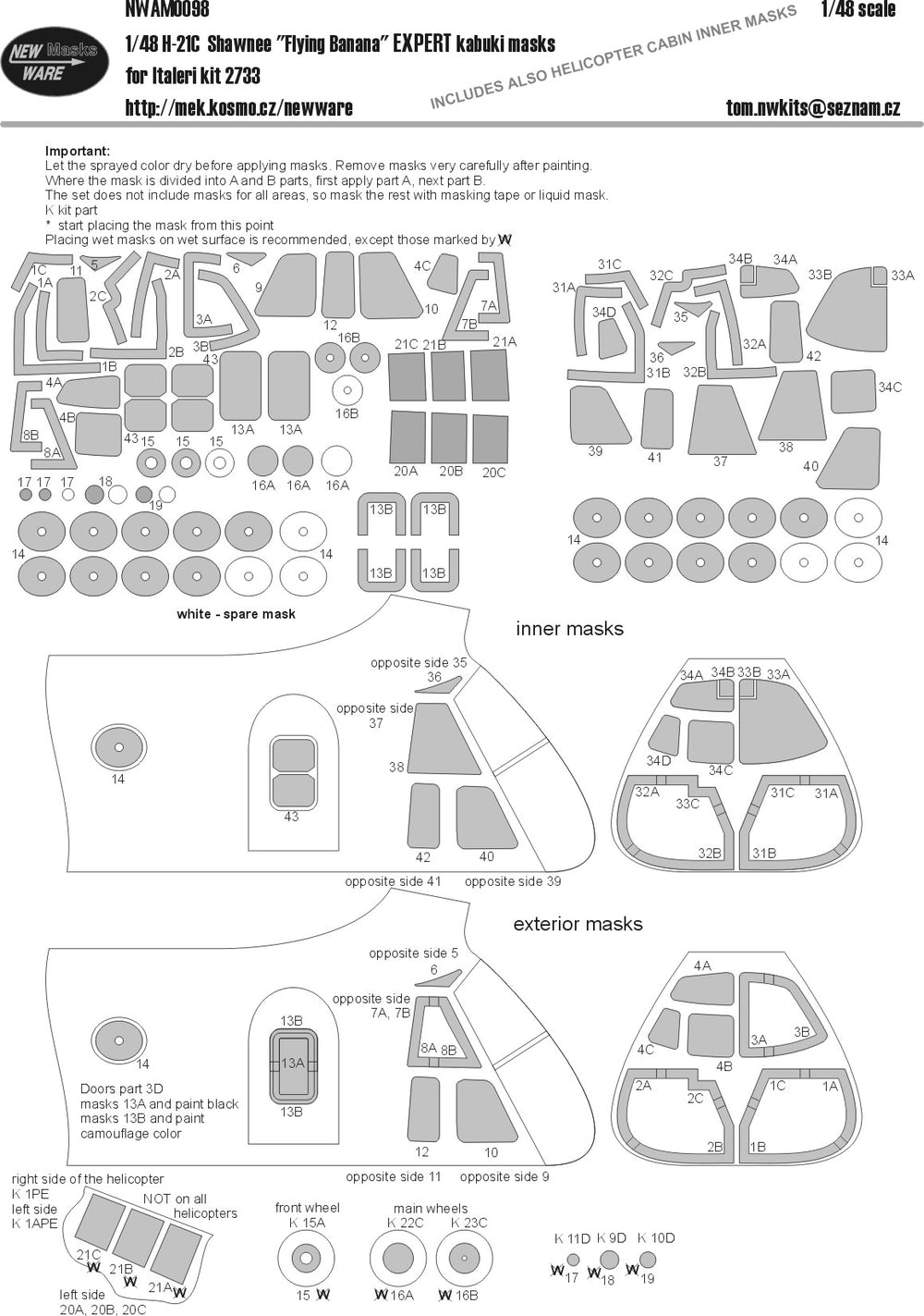 New Ware NWAM0098 1:48 Piasecki H-21C Flying Banana/Shawnee EXPERT