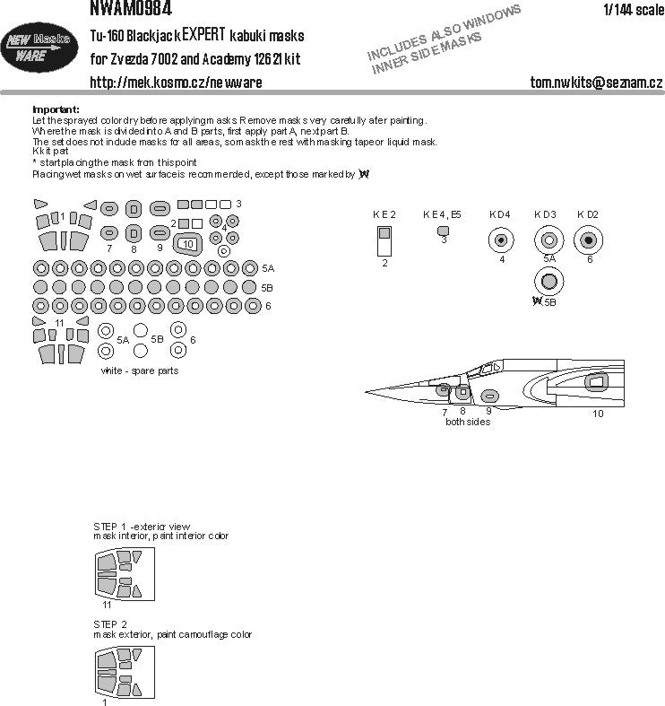 New Ware NWAM0984 1:48 Tu-160 Blackjack Expert Kabuki Masks