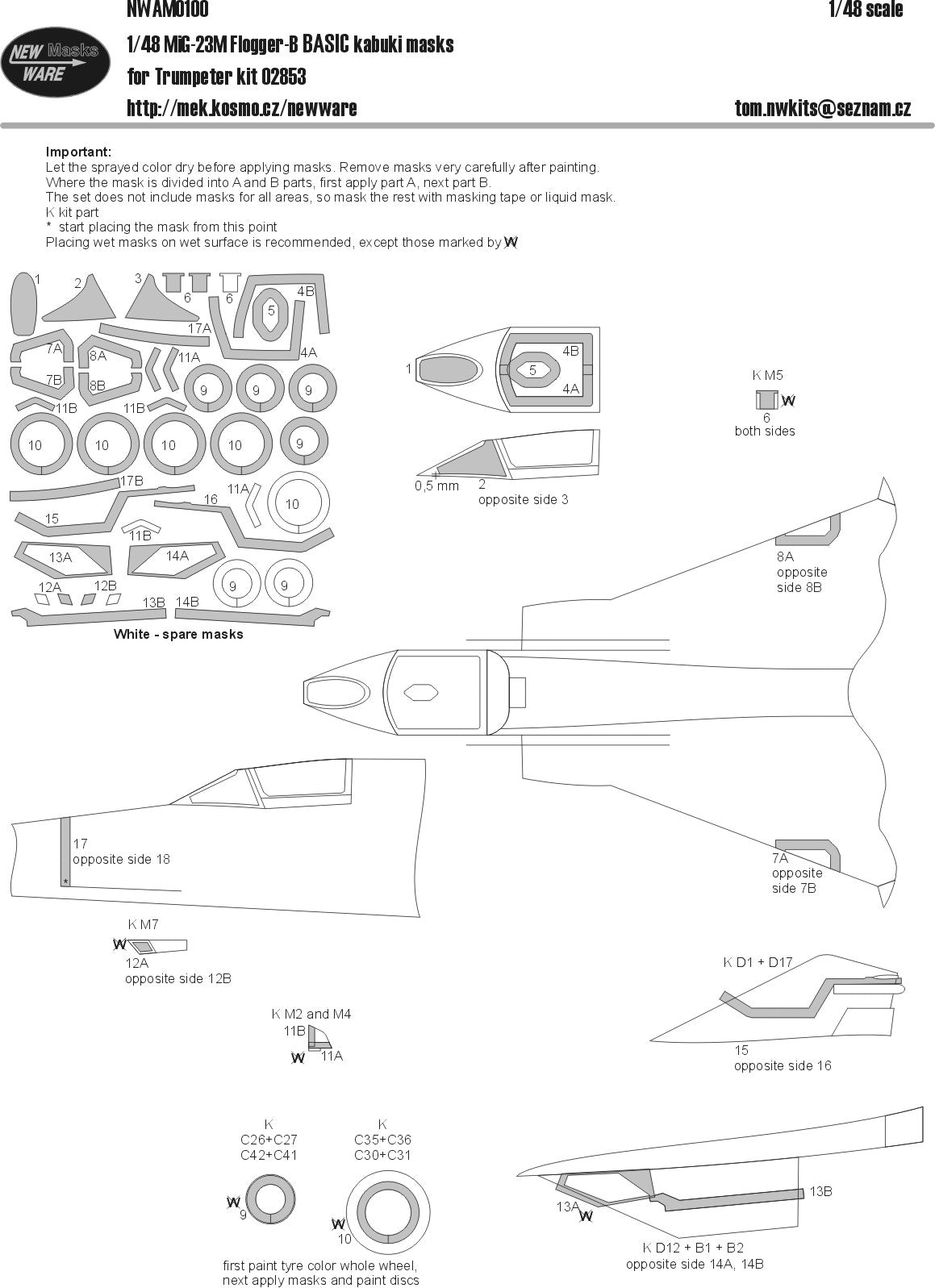 New Ware NWAM0100 1:48 Mikoyan MiG-23M Flogger-B BASIC set