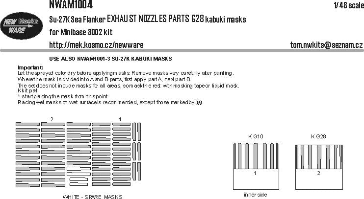 New Ware NWAM1004 1:48 Sukhoi Su-27K Sea Flanker EXHAUST NOZZLES parts G28