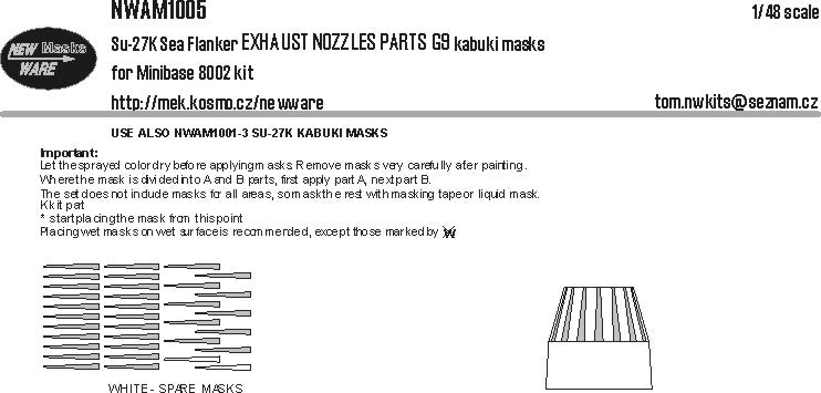 New Ware NWAM1005 1:48 Sukhoi Su-27K Sea Flanker EXHAUST NOZZLES parts G9