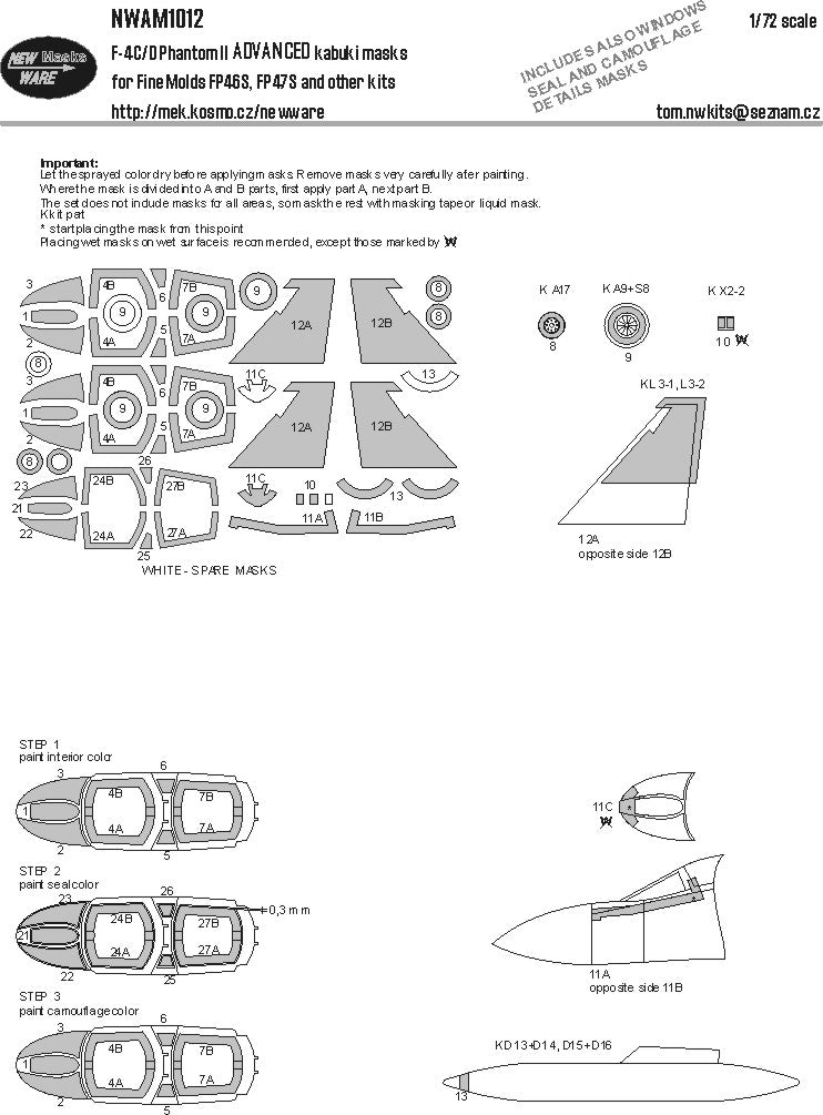 New Ware NWAM1012 1:72 F-4C/D/J Phantom II Advanced Masks