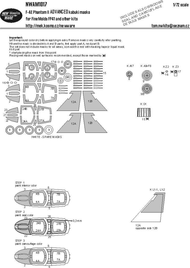New Ware NWAM1017 1:72 F-4E Phantom II Advanced Kabuki Masks