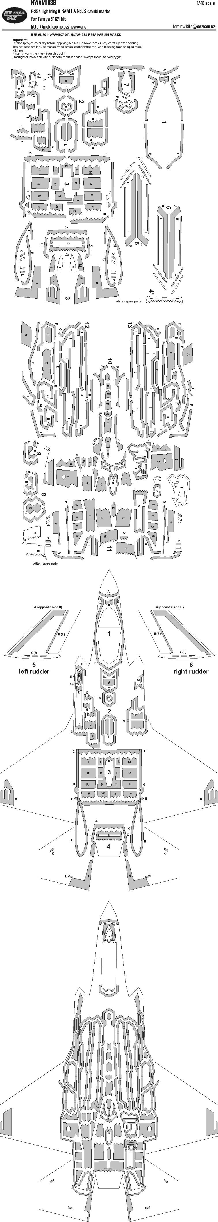 New Ware NWAM1039 1:48 Lockheed-Martin F-35A Lightning II RAM PANELS