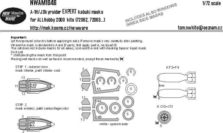 New Ware NWAM1046 1:72 A-1H/J Skyraider Expert Kabuki Masks