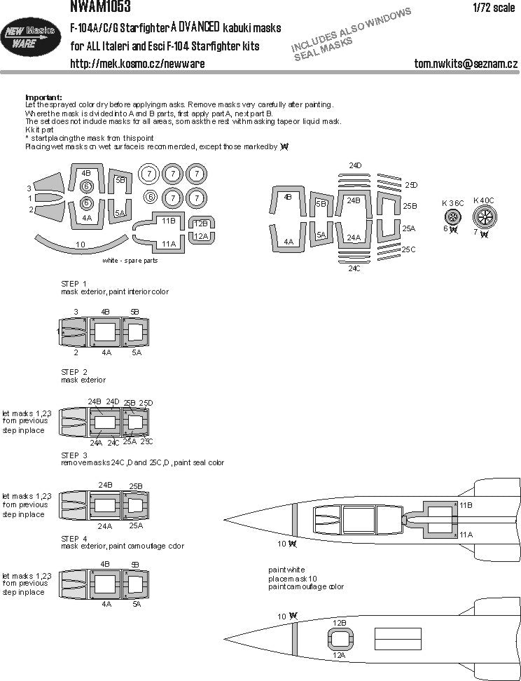 New Ware NWAM1053 1:48 F-104A/C/G Starfighter Advanced Masks