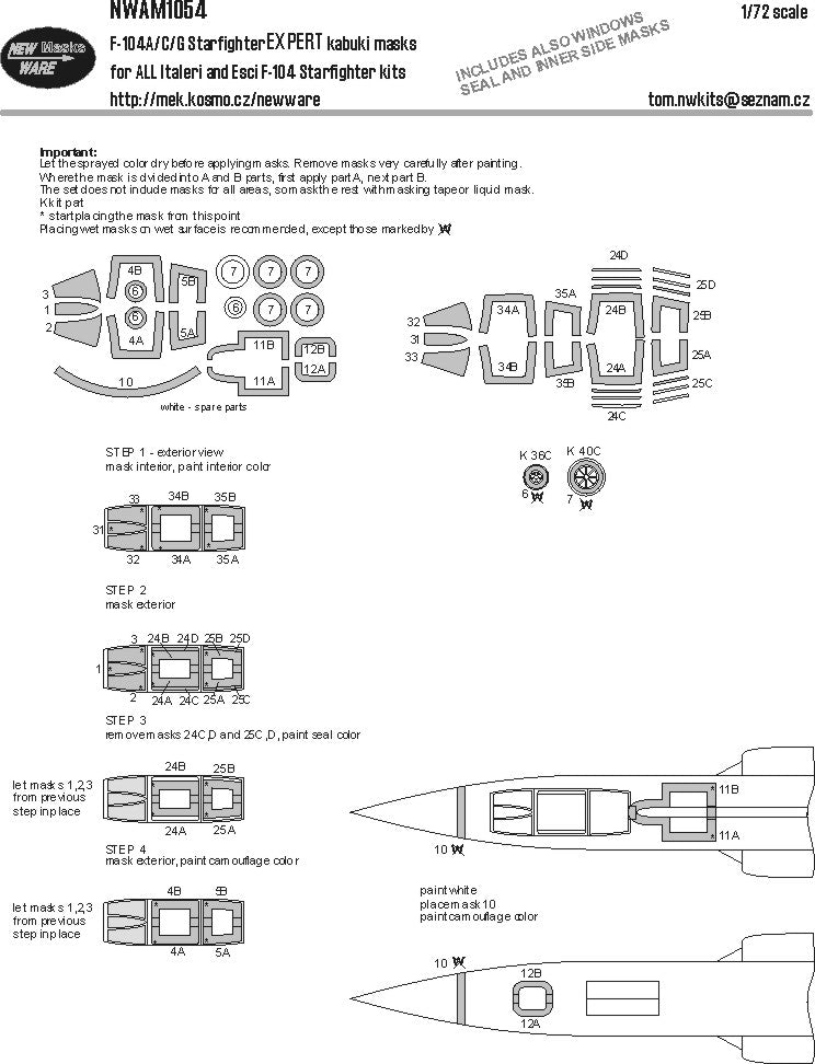 New Ware NWAM1054 1:48 F-104A/C/G Starfighter Expert Masks