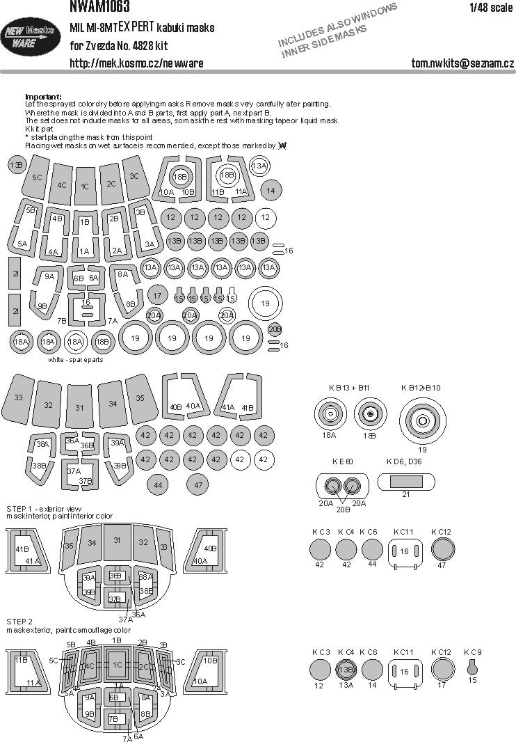 New Ware NWAM1063 1:48 Mil Mi-8MT Expert Kabuki Masks