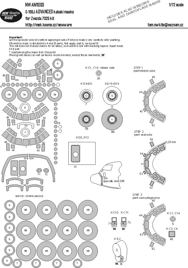 New Ware NWAM1083 1:72 C-130J Hercules Advanced Kabuki Masks