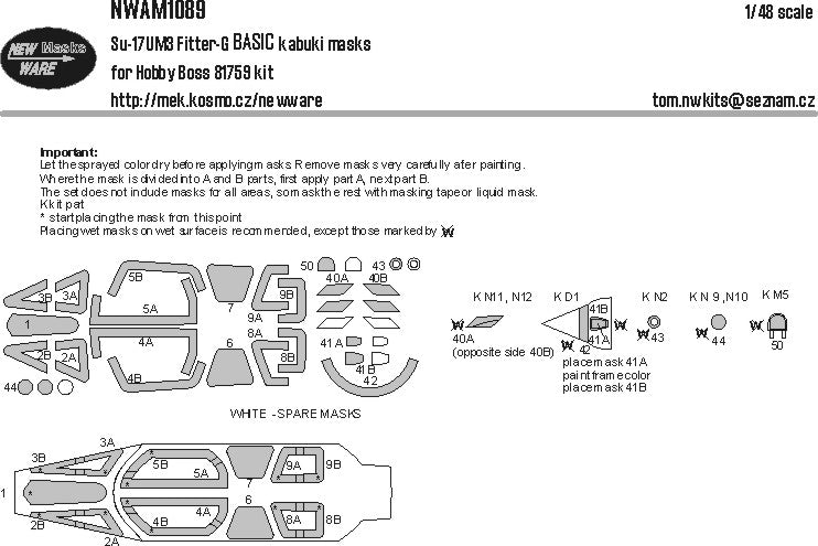New Ware NWAM1089 1:48 Su-17UM3 Fitter-G Basic Kabuki Masks