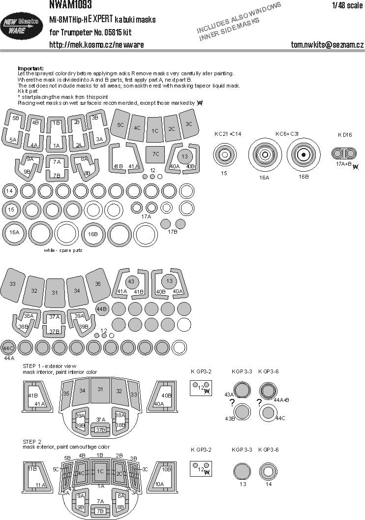 New Ware NWAM1093 1:48 Mil Mi-8MT Hip-H Expert Kabuki Masks