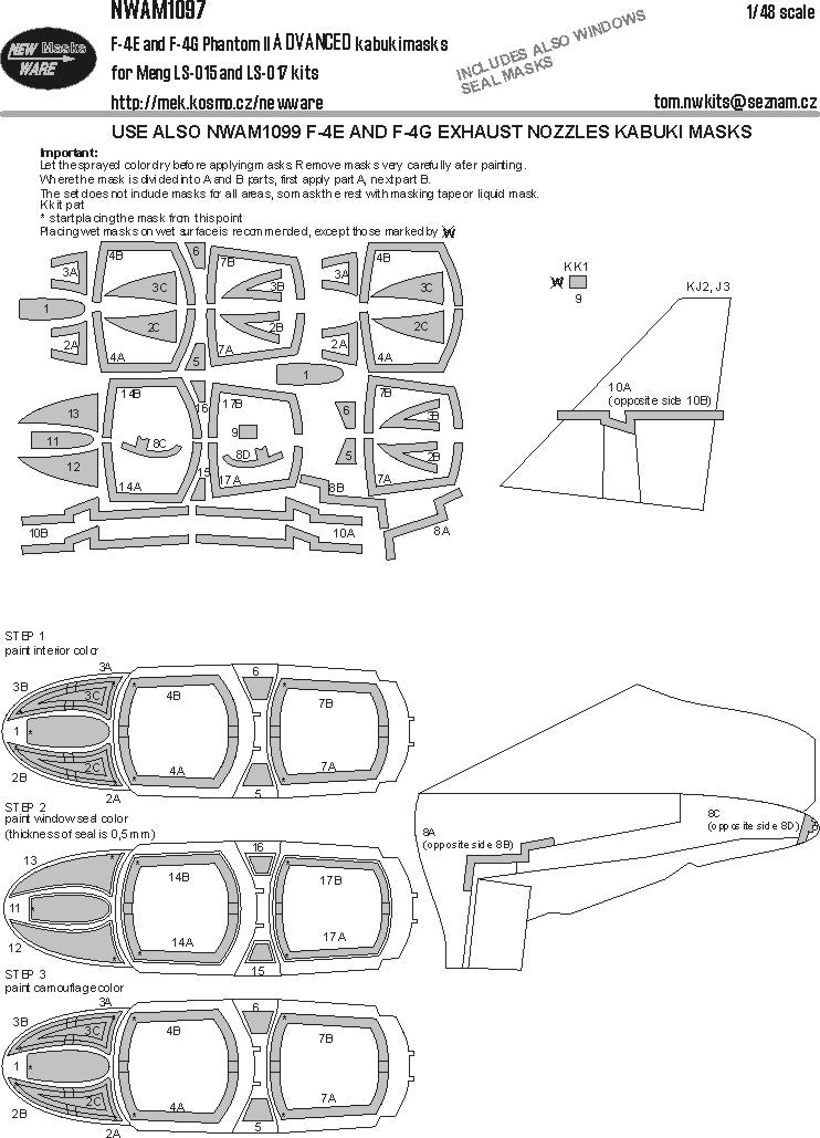 New Ware NWAM1097 1:48 F-4E / F-4G Phantom II Advanced Masks