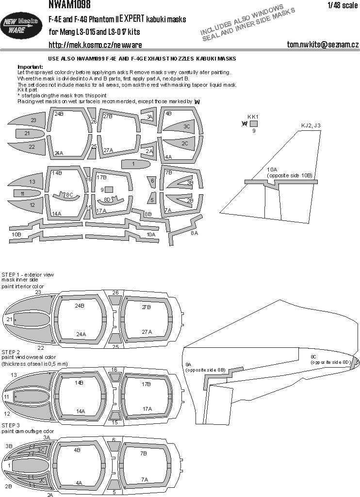 New Ware NWAM1098 1:48 F-4E / F-4G Phantom II Expert Masks