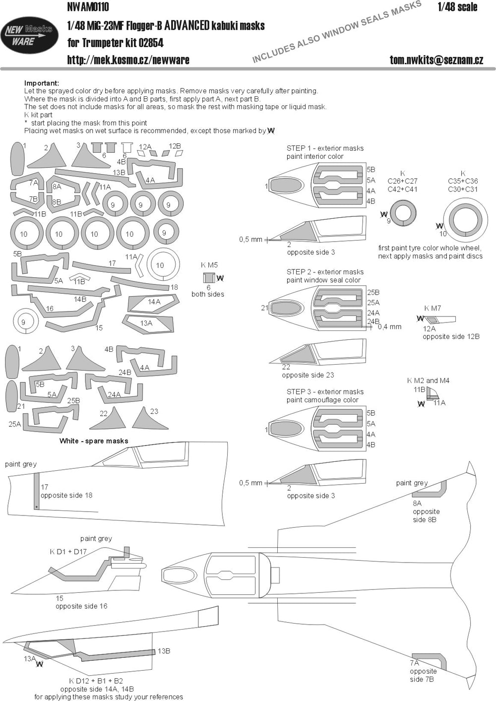 New Ware NWAM0110 1:48 Mikoyan MiG-23MF Flogger-B ADVANCED set