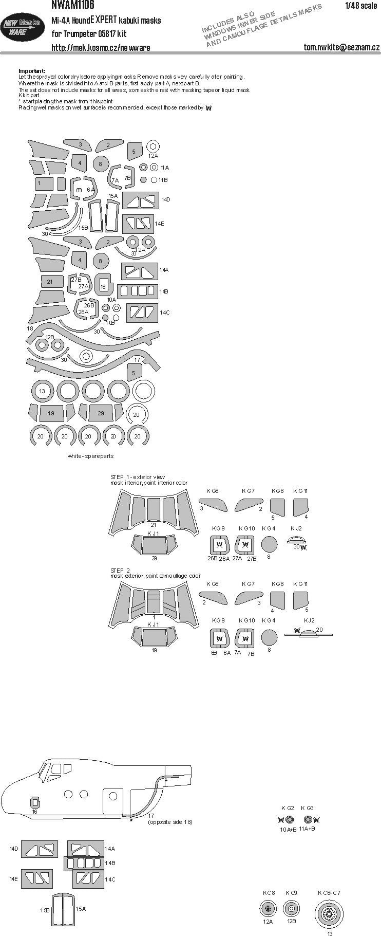 New Ware NWAM1106 1:48 Mil Mi-4A Hound Expert Kabuki Masks