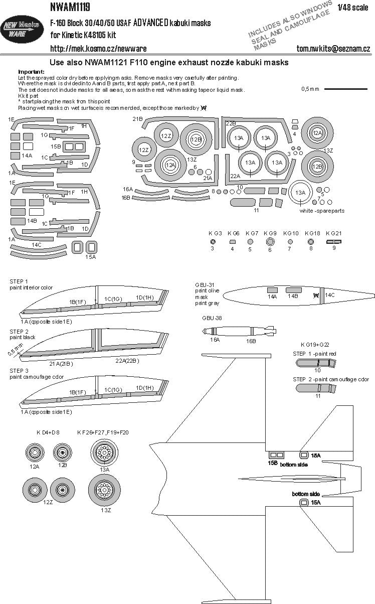 New Ware NWAM1119 1:48 Lockheed-Martin F-16D USAF