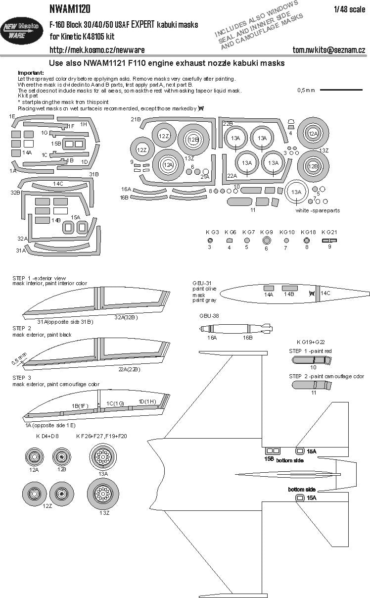 New Ware NWAM1120 1:48 Lockheed-Martin F-16D USAF EXPERT