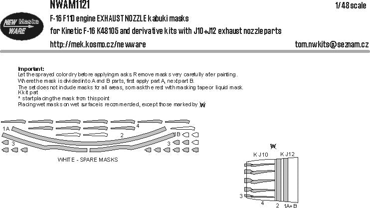 New Ware NWAM1121 1:48 Lockheed-Martin F-16D USAF F110 engine EXHAUST NOZZLE