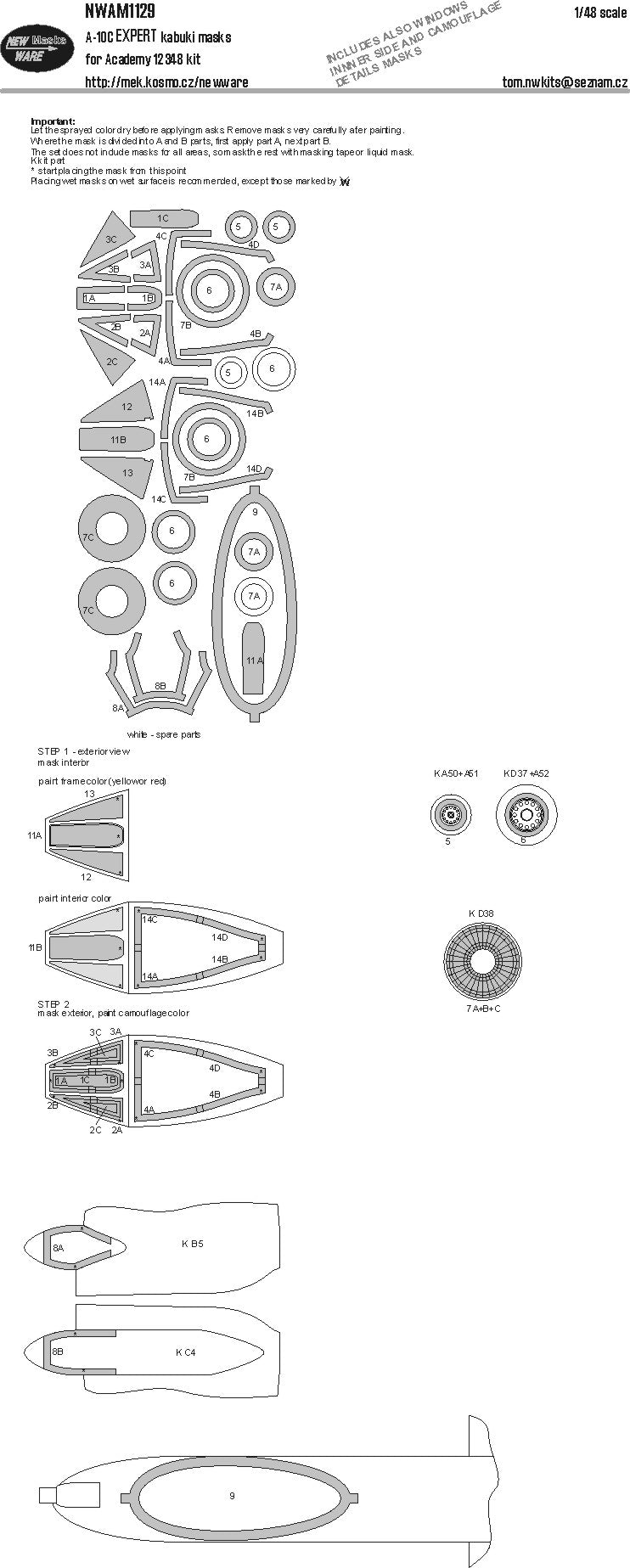 New Ware NWAM1129 1:48 A-10C Thunderbolt II Expert Kabuki Masks