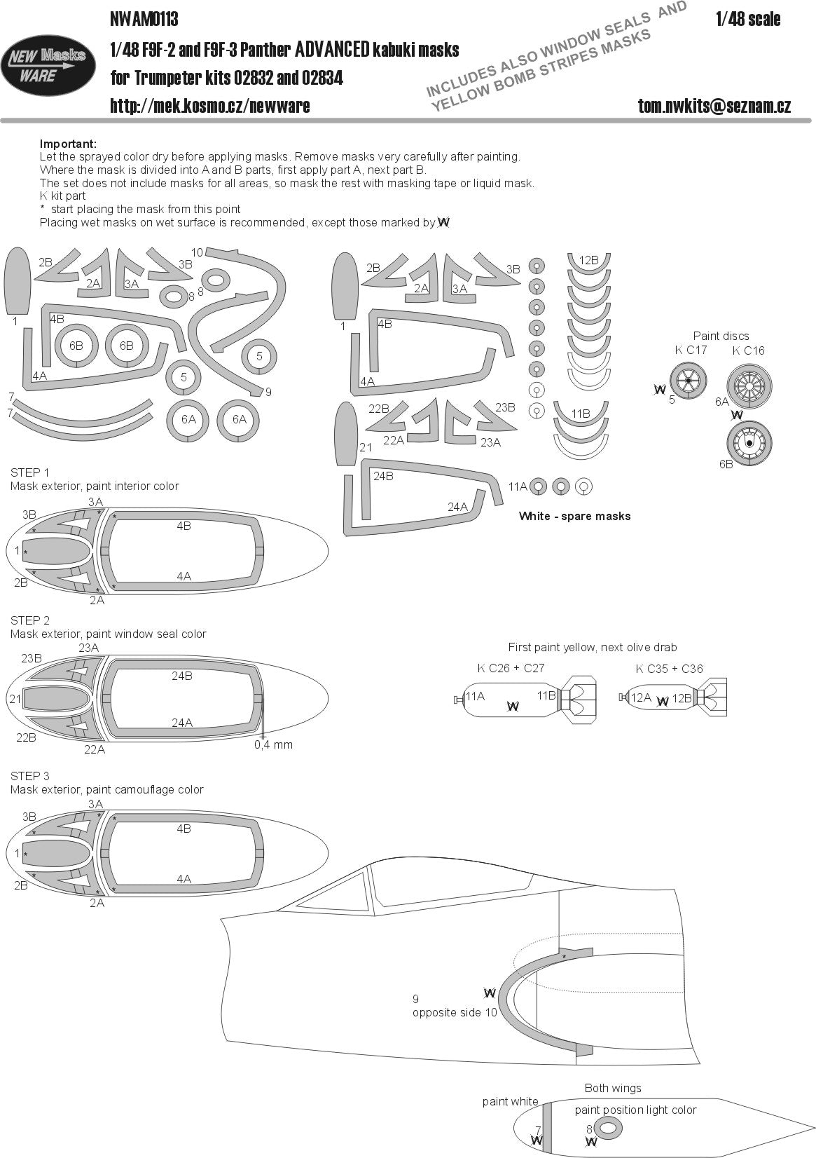 New Ware NWAM0113 1:48 F9F-3 Panther Advanced Kabuki Masks