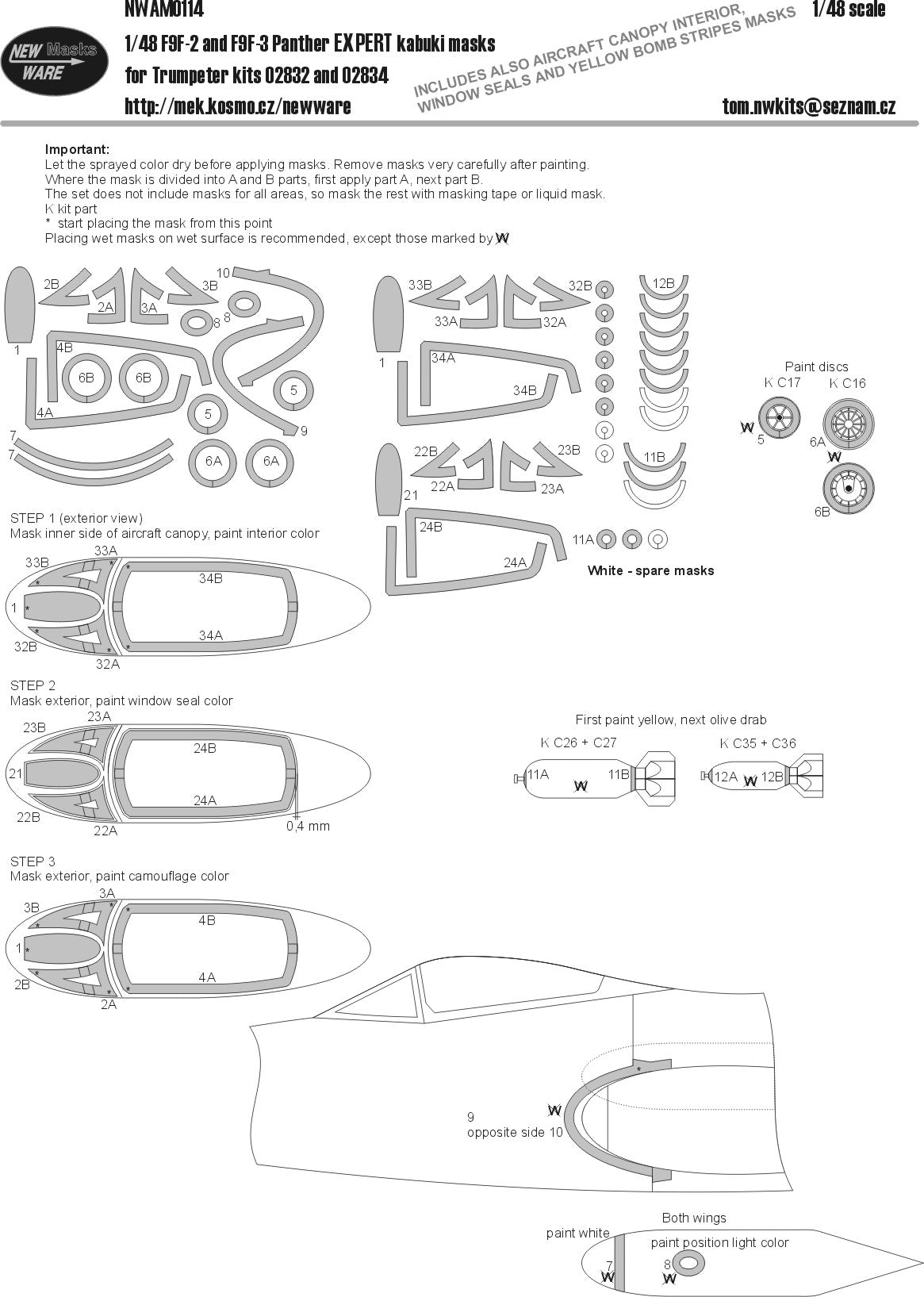 New Ware NWAM0114 1:48 F9F-3 Panther Expert Kabuki Masks