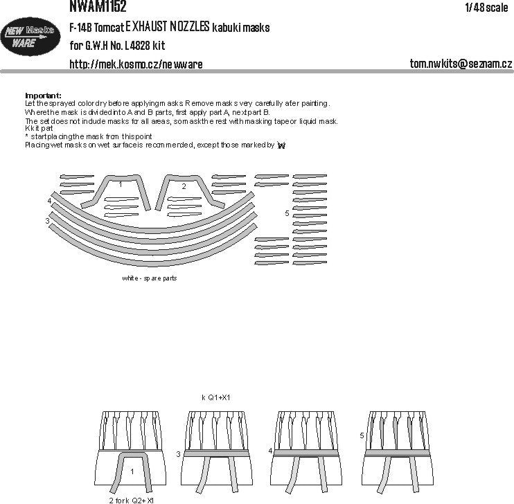 New Ware NWAM1152 1:48 Grumman F-14B Tomcat EXHAUST NOZZLES kabuki masks