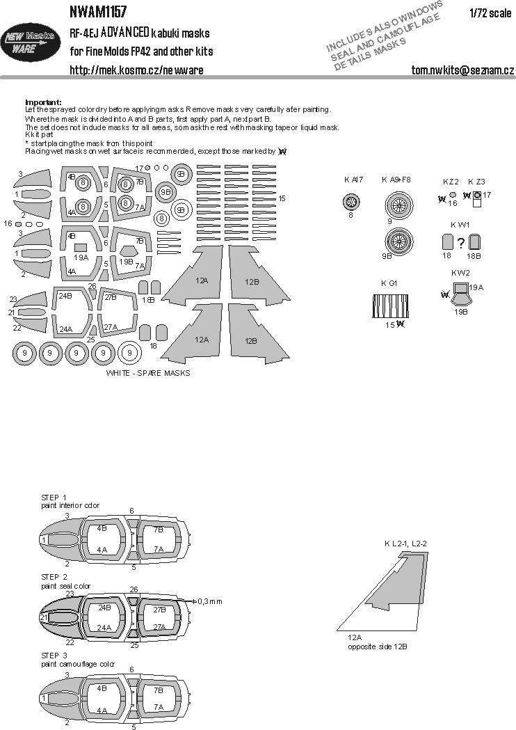 New Ware NWAM1157 1:72 RF-4EJ Phantom Advanced Kabuki Masks