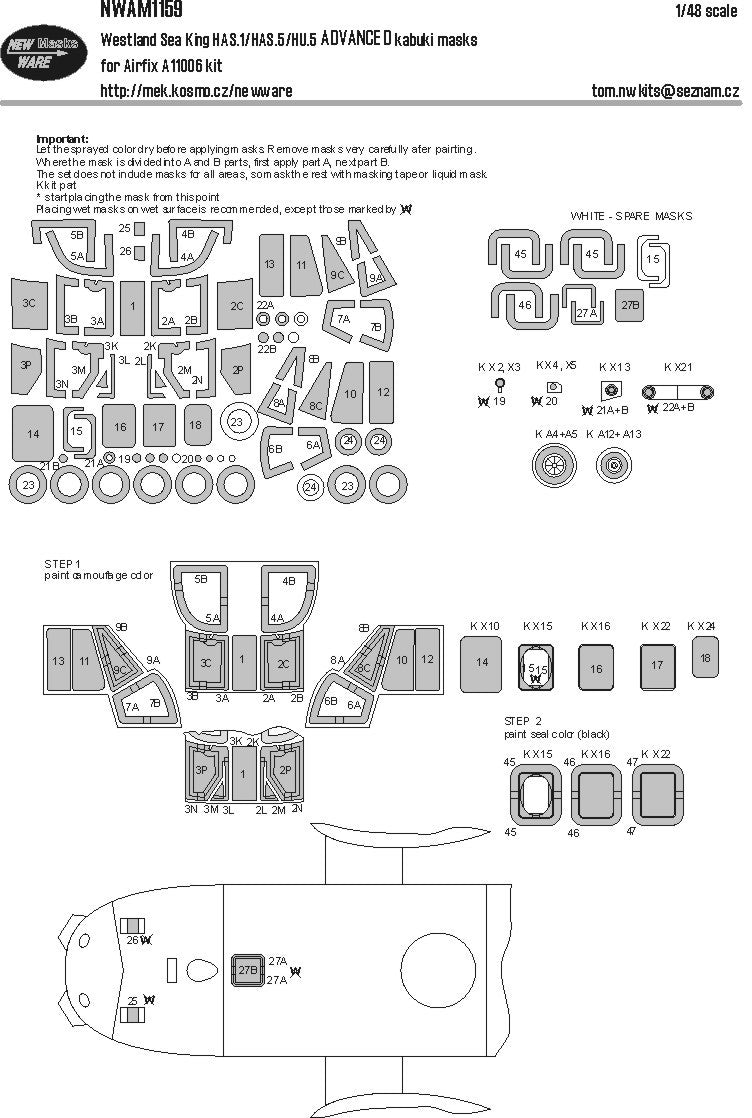 New Ware NWAM1159 1:48 Westland Sea King Advanced Kabuki Masks