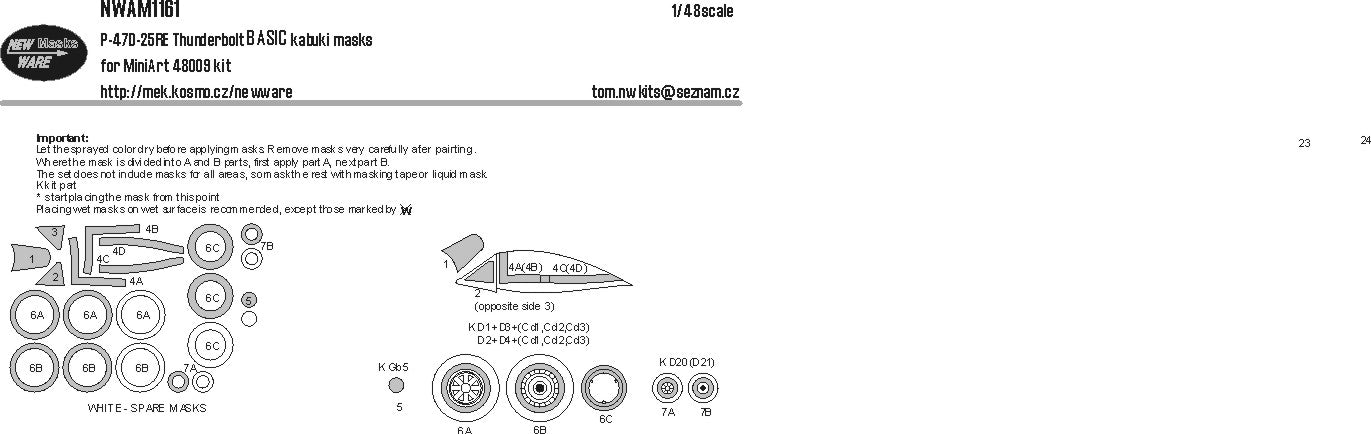New Ware NWAM1161 1:48 P-47D-25RE Thunderbolt Basic Masks